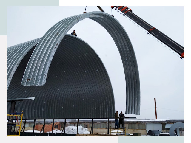 Полукруглые ангары в Кулебаках